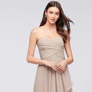 Strapless Crinkle Chiffon Long Bridesmaid Dress